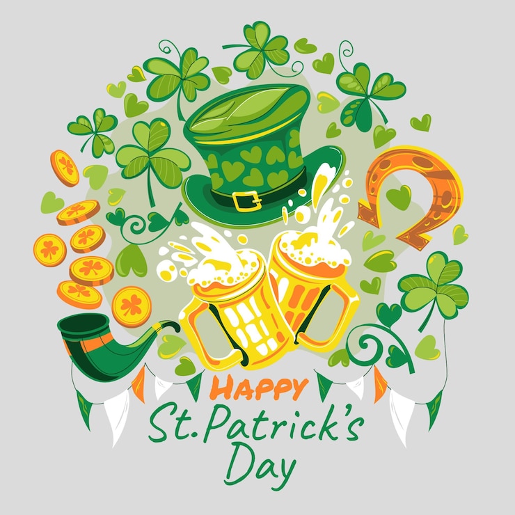 Gratis Vector hand getrokken st. patrick's day-elementen