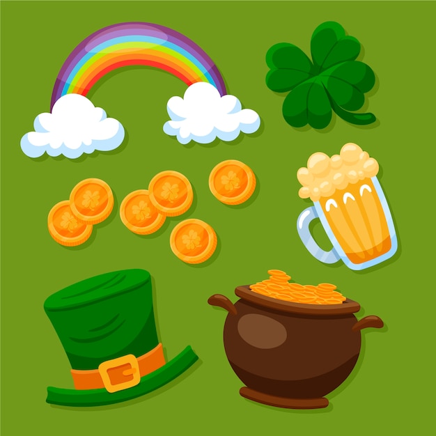 Hand getrokken st. patrick's day elementenverzameling