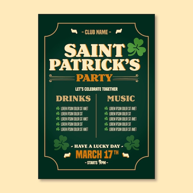 Hand getrokken st. patrick's day flyer-sjabloon