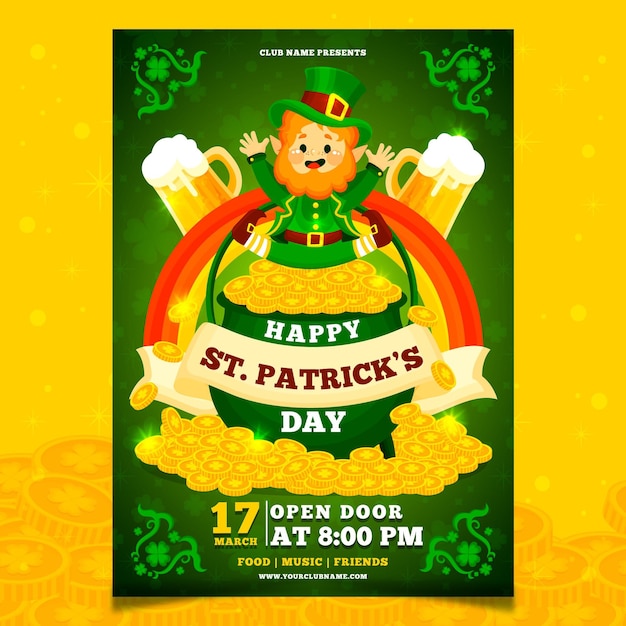 Hand getrokken st. patrick's day flyer