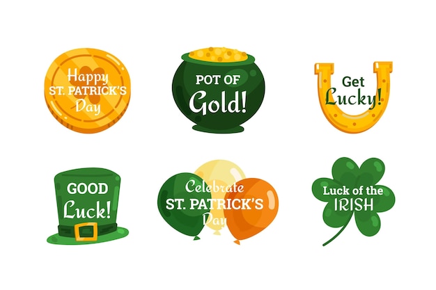 Hand getrokken st. patrick's day-labelpakket