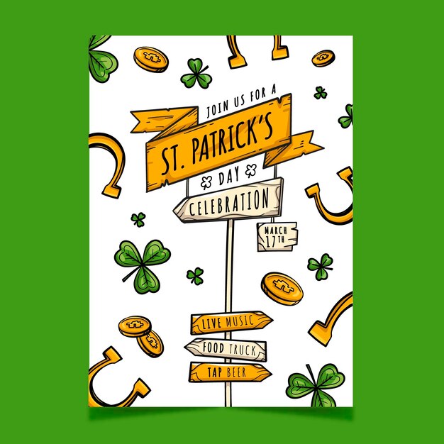 Hand getrokken st. patrick's day poster sjabloon