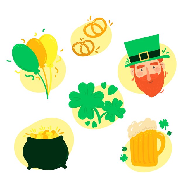 Hand getrokken st. patrick's day verzameling van elementen