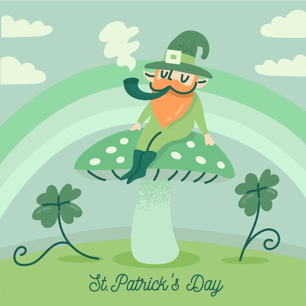 Gratis vector hand getrokken st. patricks dag met man en pijp