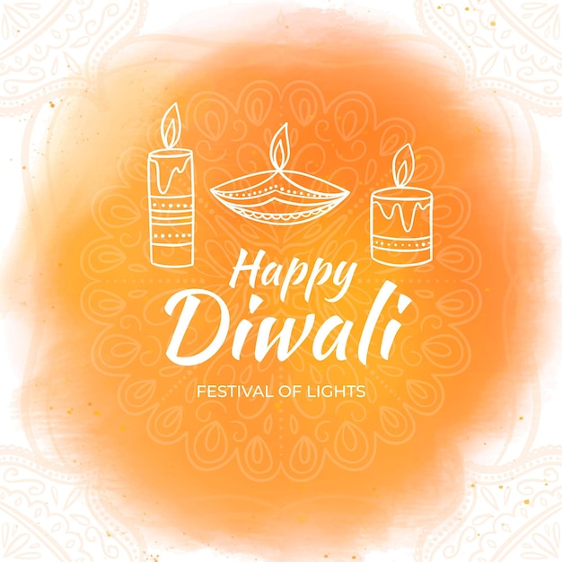 Gratis vector hand getrokken stijl diwali met kaars