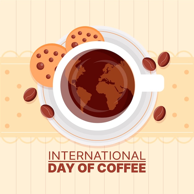 Gratis vector hand getrokken stijl internationale dag van koffie