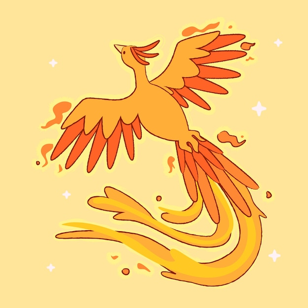 Gratis vector hand getrokken stijl phoenix