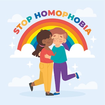 Hand getrokken stop homofobie concept illustratie