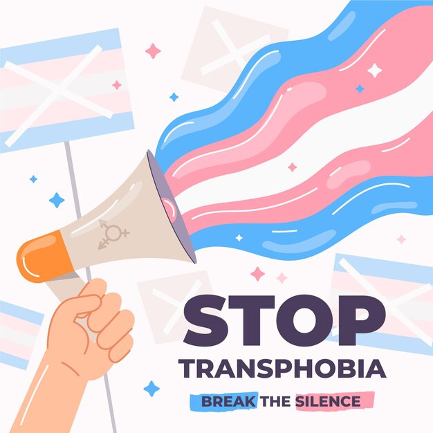 Hand getrokken stop transfobie illustratie
