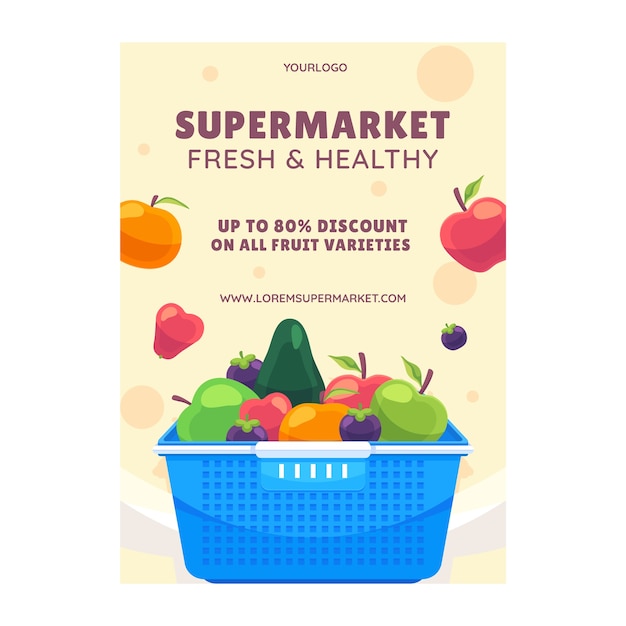 Gratis vector hand getrokken supermarkt sjabloon