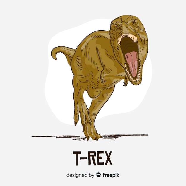 Gratis vector hand getrokken t-rex achtergrond