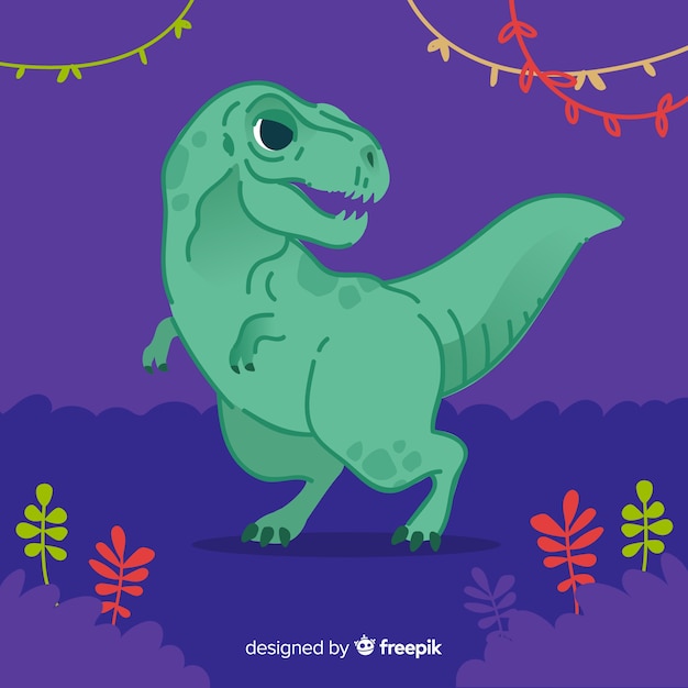 Gratis vector hand getrokken t-rex achtergrond