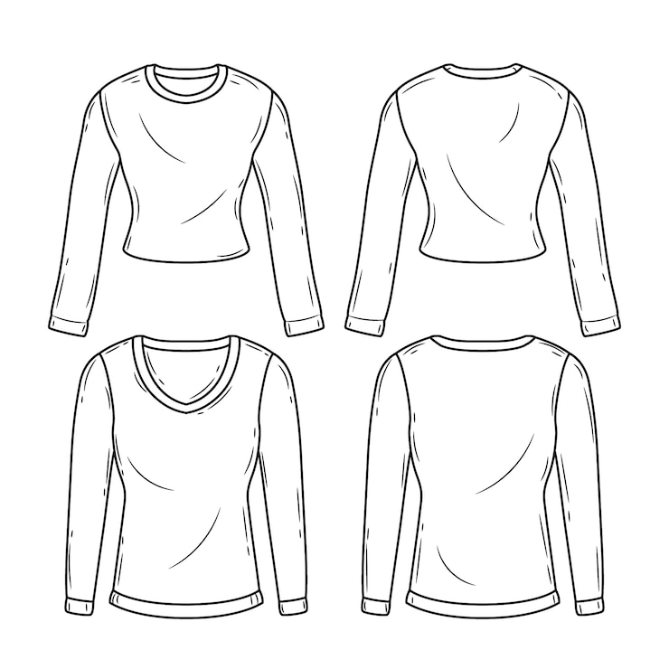 Gratis Vector hand getrokken t-shirt overzicht illustratie