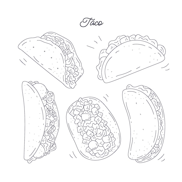 Gratis vector hand getrokken taco schets illustratie