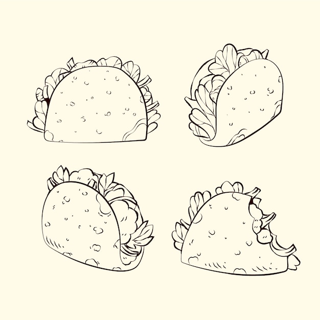 Gratis vector hand getrokken taco schets illustratie