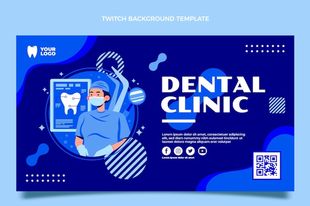 Gratis vector hand getrokken tandheelkundige kliniek twitch achtergrond