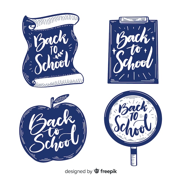 Hand getrokken terug naar school badge collectie