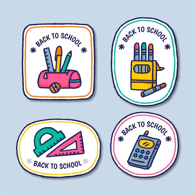 Hand getrokken terug naar school badges