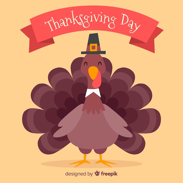 Gratis vector hand getrokken thanksgiving achtergrond met turkije