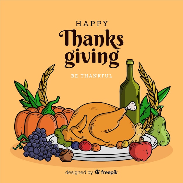 Gratis vector hand getrokken thanksgiving achtergrond