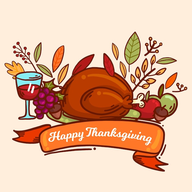 Gratis vector hand getrokken thanksgiving achtergrond