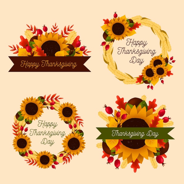 Hand getrokken thanksgiving badge collectie