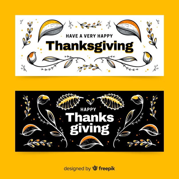 Hand getrokken thanksgiving banners sjabloon