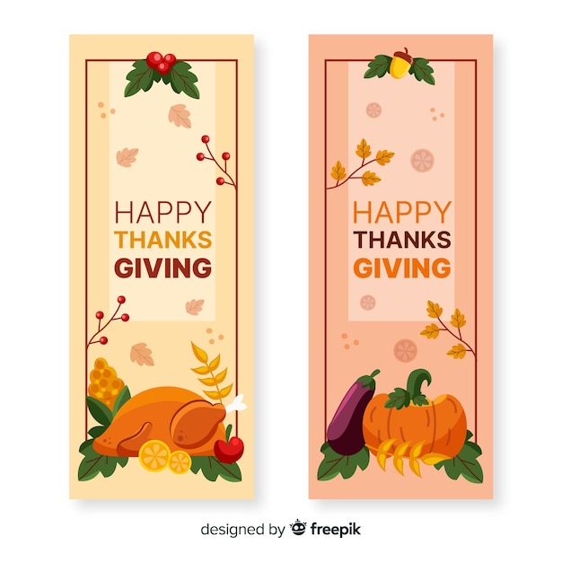 Hand getrokken thanksgiving banners sjabloon