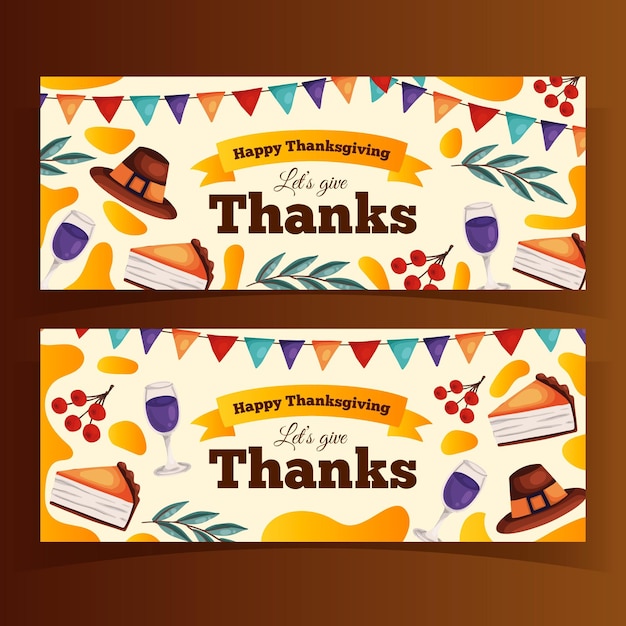 Hand getrokken thanksgiving banners sjabloon