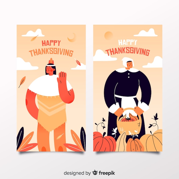 Hand getrokken thanksgiving banners sjabloon