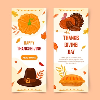 Hand getrokken thanksgiving banners