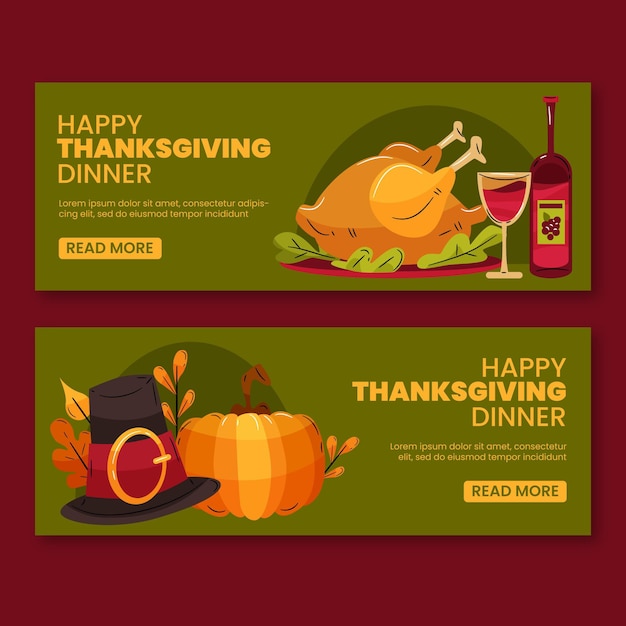 Hand getrokken thanksgiving banners