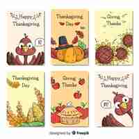 Gratis vector hand getrokken thanksgiving day-kaartinzameling