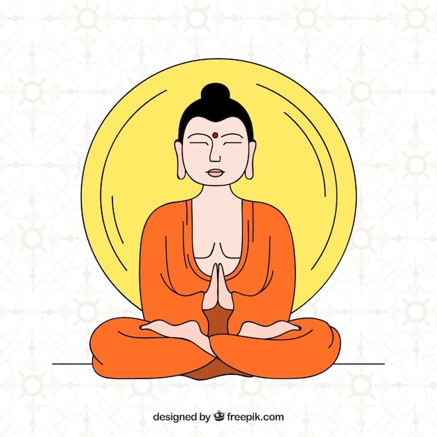 Gratis vector hand getrokken traditionele budha