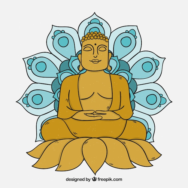 Gratis vector hand getrokken traditionele budha