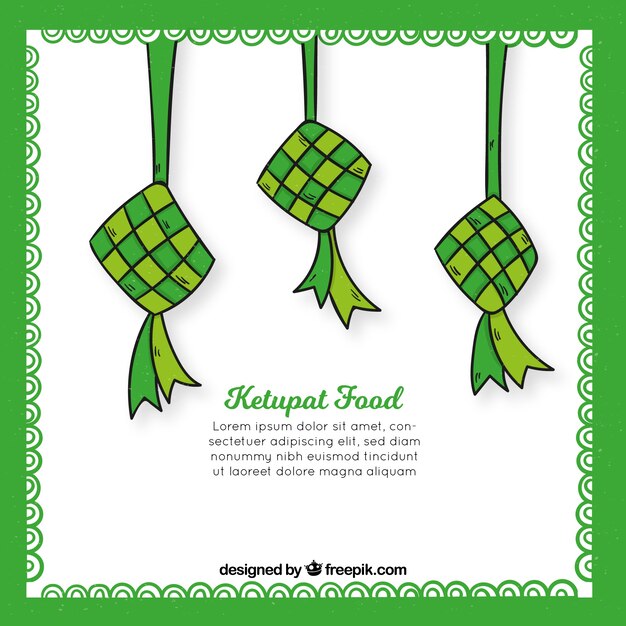 Hand getrokken traditionele ketupat samenstelling