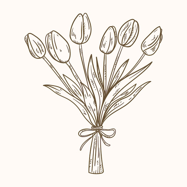 Gratis vector hand getrokken tulp schets illustratie