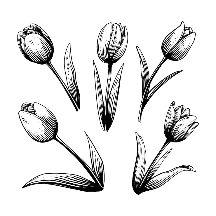 Gratis Vector hand getrokken tulp schets illustratie
