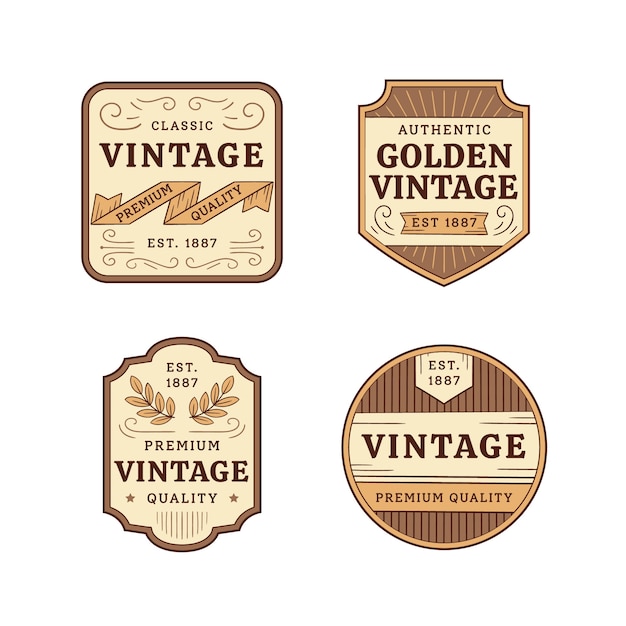 Gratis vector hand getrokken uitstekende label collectie