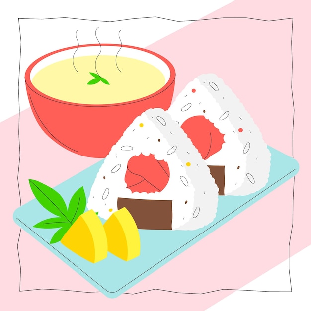 Gratis vector hand getrokken umeboshi onigiri