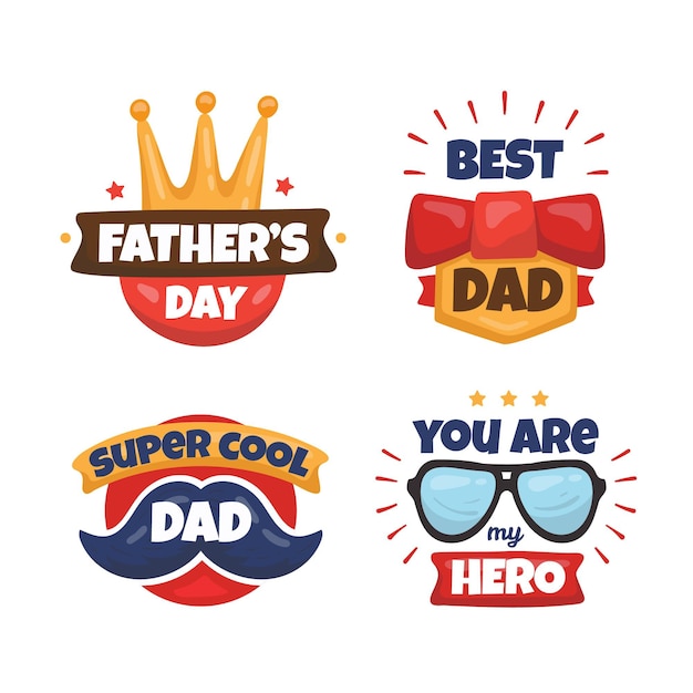 Gratis vector hand getrokken vaders dag badges