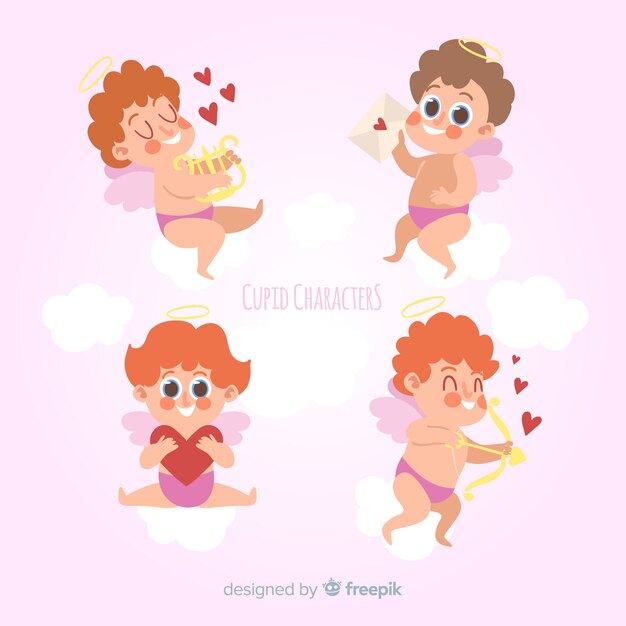 Hand getrokken valentijn cupid pack