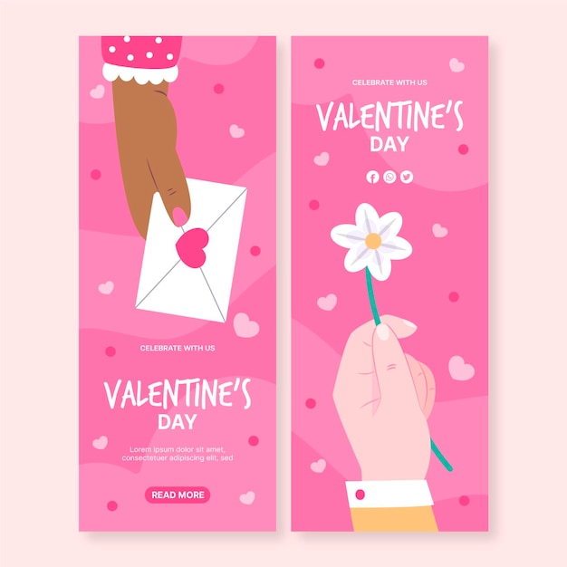 Hand getrokken Valentijnsdag banners sjabloon