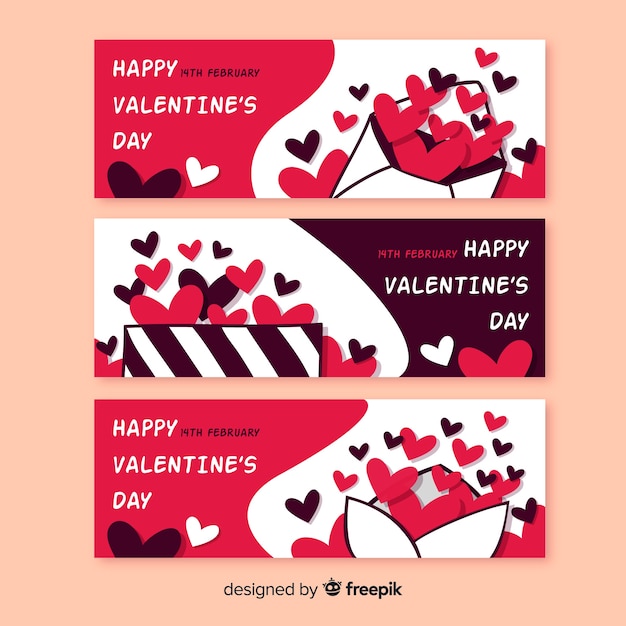 Gratis vector hand getrokken valentijnsdag banners