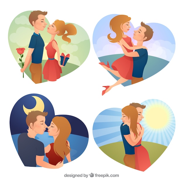 Gratis vector hand getrokken valentijnsdag paar collectie