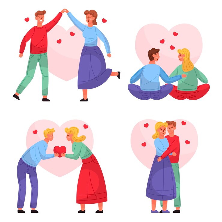 Gratis Vector hand getrokken valentijnsdag paar collectie