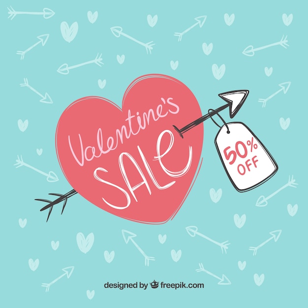 Gratis vector hand getrokken valentijnsdag verkoop achtergrond