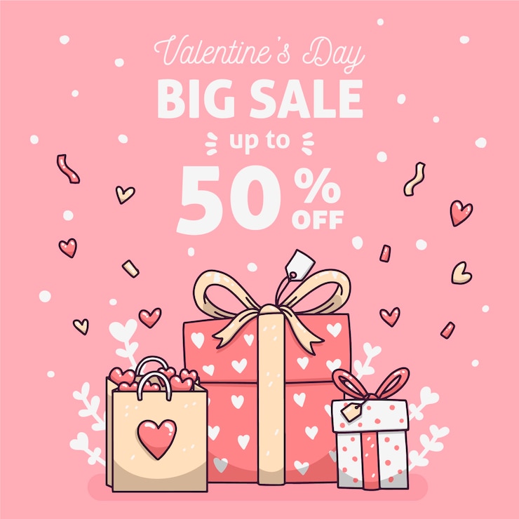 Gratis Vector hand getrokken valentijnsdag verkoop