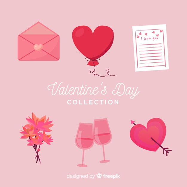 Hand getrokken valentine elementen pack