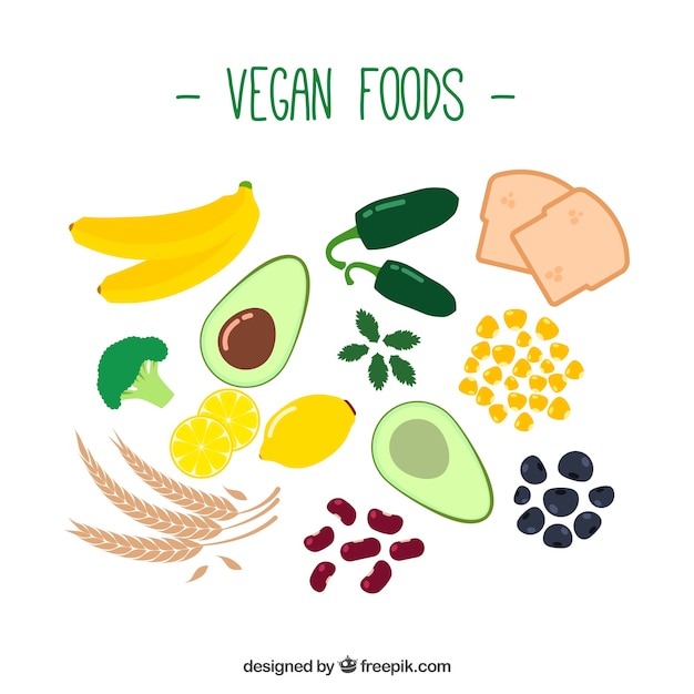 Hand getrokken veganistische ingrediënten